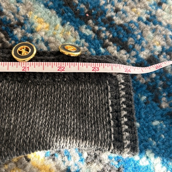 Trina Turk grey merino wool knit sweater with military style button closure. - Picture 11 of 11